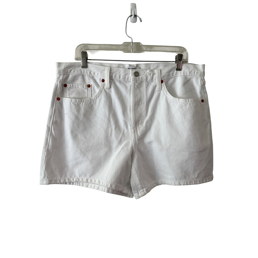 RE/DONE Mid Rise Boy Short White Rigid Denim Button Fly 184-04WMRBYSH Size 30